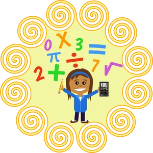 Math Learning Adventure Cartoon PNG image
