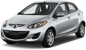 Mazda2 Silver Hatchback Profile View PNG image