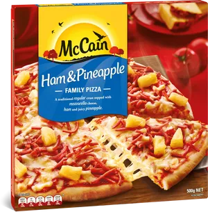 Mc Cain Hamand Pineapple Family Pizza Box PNG image