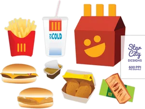 Mc Donalds Food Items Vector Illustration PNG image