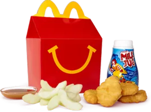 Mc Donalds Happy Mealwith Nuggetsand Milk PNG