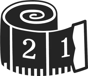 Measuring Tape Icon Blackand White PNG image