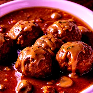 Meatball With Mushroom Gravy PNG Sqw PNG