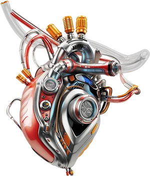 Mechanical Cybernetic Heart Illustration PNG image