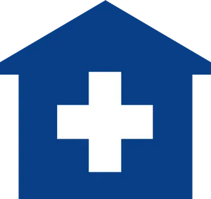 Medical_ House_ Symbol_ Blue_ Background PNG image