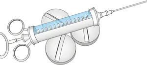 Medical Syringeand Scissors Illustration PNG image