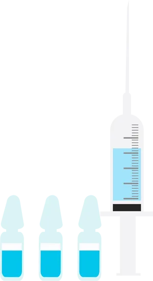 Medical Syringeand Vaccine Vials Vector PNG image