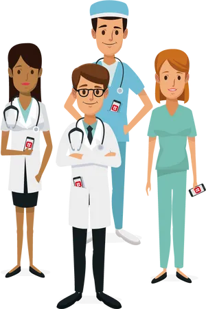 Medical Team Cartoon Illustration PNG image