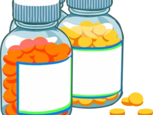 Medication Bottles Vector Illustration PNG image