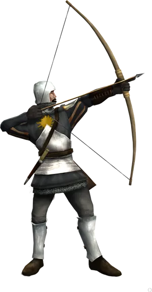 Medieval Archer Readyto Shoot PNG image