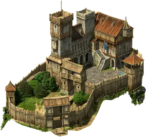 Medieval Fortress Isometric View