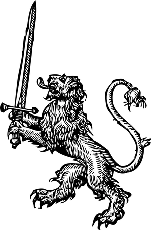 Medieval Heraldic Lionwith Sword PNG image