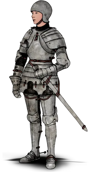 Medieval Knight Full Armor Standing PNG image