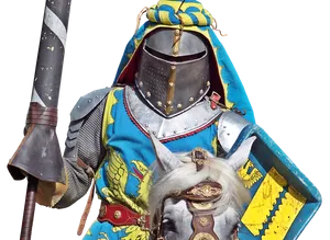 Medieval Knightand Steedin Armor PNG
