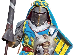 Medieval Knightand Steedin Armor PNG image
