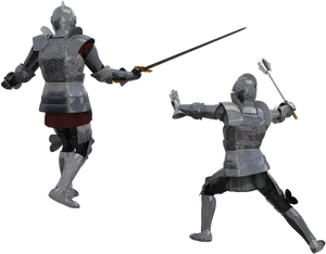 Medieval Knights Duel3 D Render PNG image