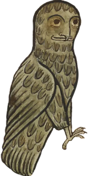 Medieval Man Bird Hybrid Illustration