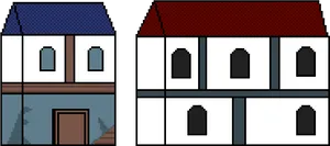 Medieval Pixel Art Townhouses PNG image
