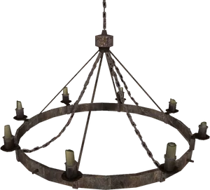 Medieval Style Iron Chandelier PNG image