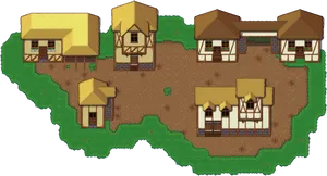 Medieval Village Thatched Roofs PNG image