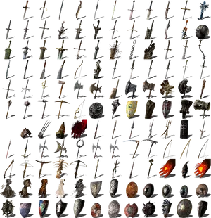 Medieval Weaponsand Shields Collection PNG image