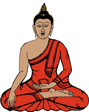 Meditating Buddha Red Robe PNG image