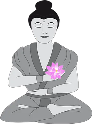 Meditating Buddhawith Lotus Flower PNG image