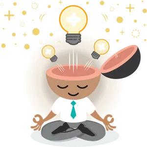 Meditating Cartoon Character Idea Generation PNG image