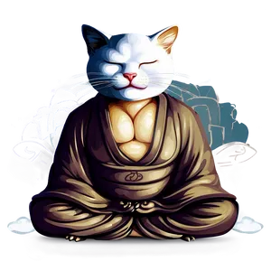 Meditating Zen Master Cat Vector PNG Hbi47 PNG