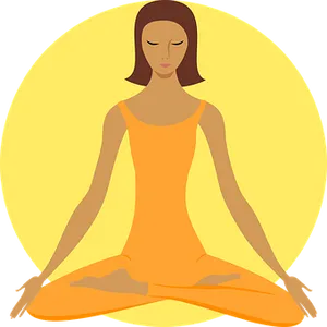 Meditation Silhouette Against Yellow Backdrop PNG