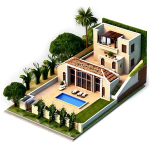 Mediterranean Villa Layout PNG Hbc53