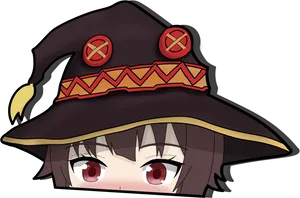 Megumin Anime Character Peeking PNG image