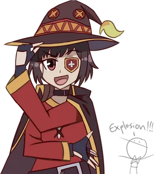 Megumin Anime Character Salute PNG image