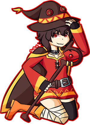 Megumin Anime Witch Pose PNG image