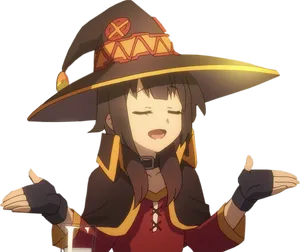 Megumin Cheerful Gesture Anime Character PNG image