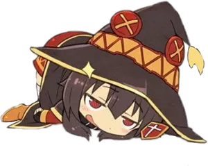 Megumin Lying Down Artwork PNG image