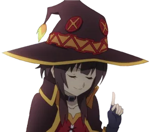 Megumin Smiling With Finger Raised PNG image