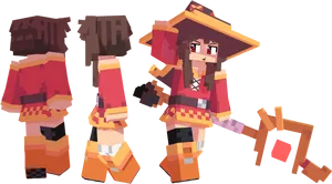 Megumin Voxel Art Character Model PNG image