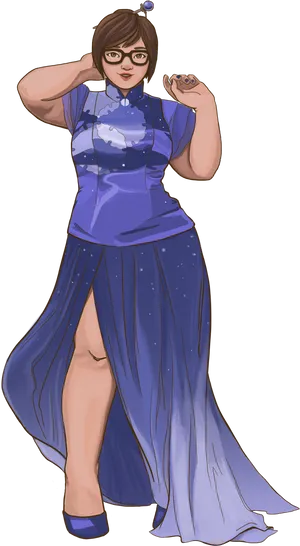 Mei Overwatch Blue Cheongsam PNG image