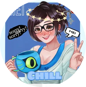 Mei Overwatch Chill Mug Artwork PNG image