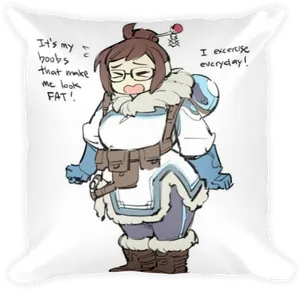 Mei Overwatch Exercise Quote Pillow PNG image
