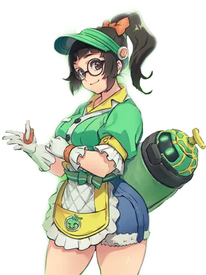 Mei Overwatch Green Outfit PNG image