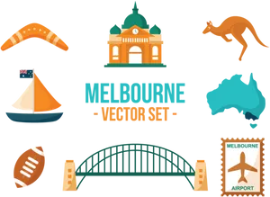 Melbourne Iconic Symbols Vector Set PNG image