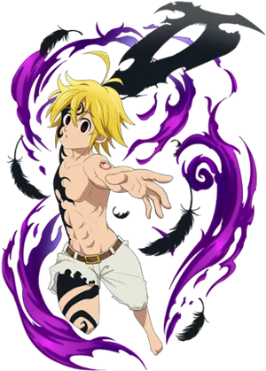 Meliodas Demon Power Anime Art PNG image