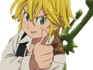 Meliodas Thumbs Up Anime Character PNG image