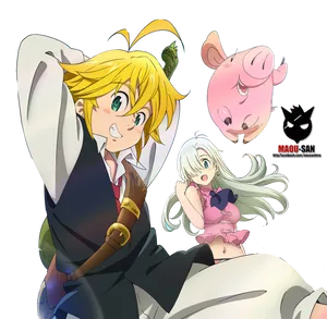 Meliodasand Friends_ Anime Characters PNG image