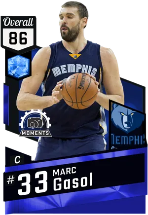 Memphis Basketball Player Marc Gasol86 Overall PNG image