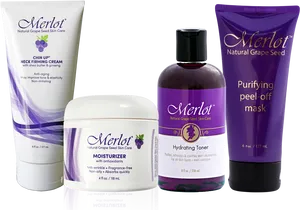 Merlot Skin Care Products Lineup PNG image