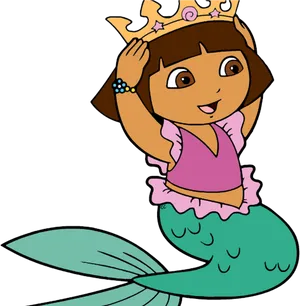 Mermaid Dora Cartoon Character PNG image