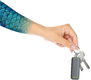 Mermaid Scale Arm Holding Keys PNG image